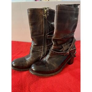 Bed Stu Cobbler Series Genuine Leather Maya Mid-Boots Zip Up Women's SZ 7